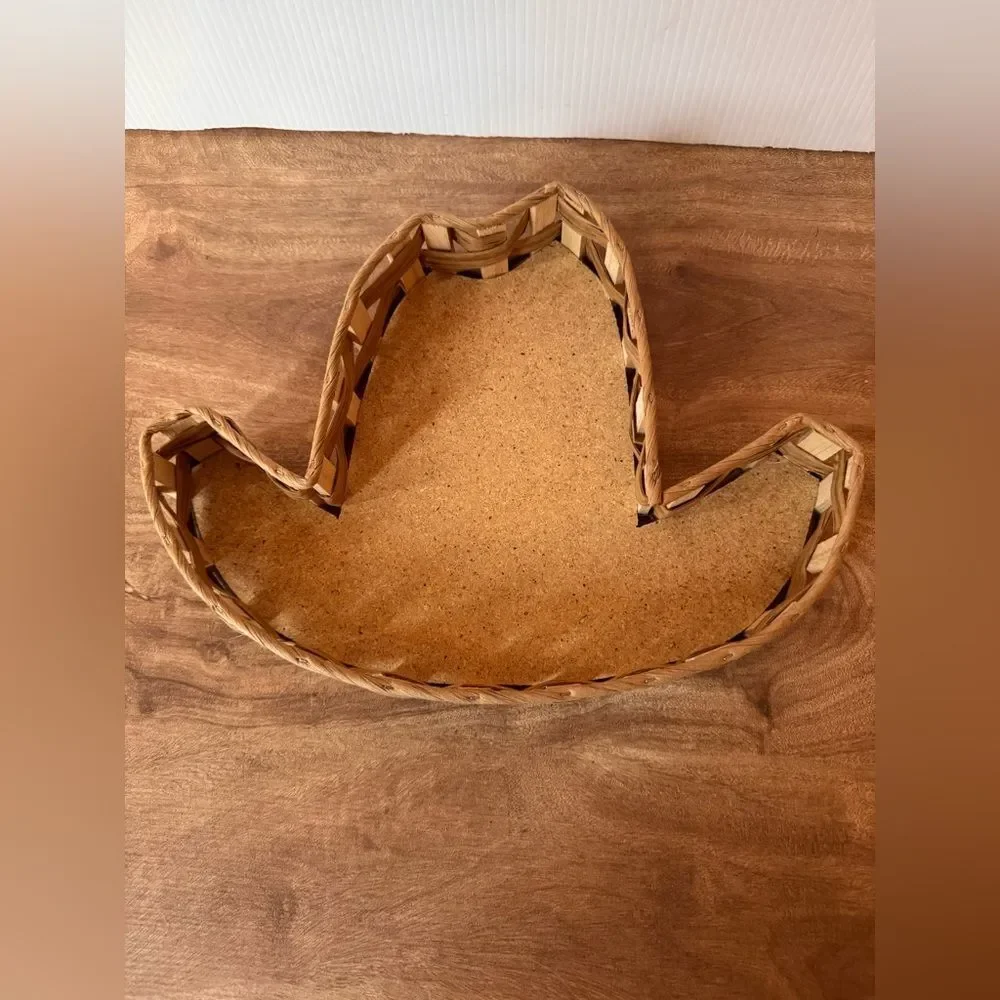 Wicker Serving Tray Cowboy Western by Vine Tique Bamboo Vintage Arby’s Country
